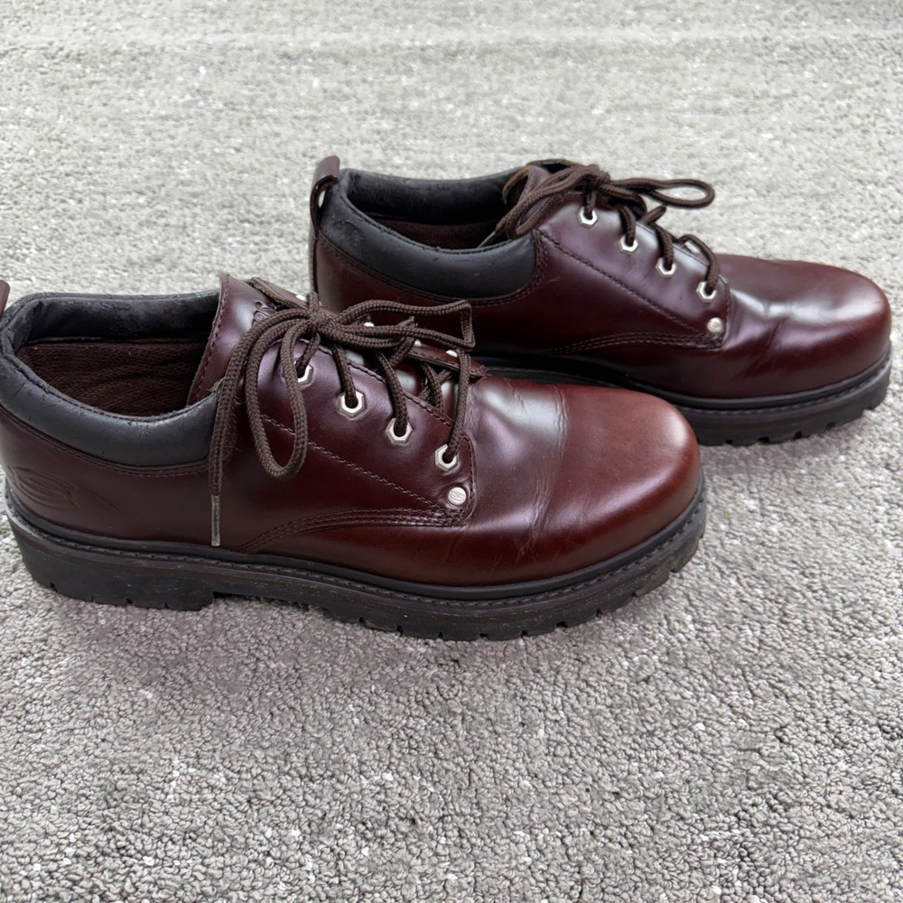 Skechers Alley Cats 7111 Mens 13 Brown Leather Oxford Chunky Lug Sole Y2K